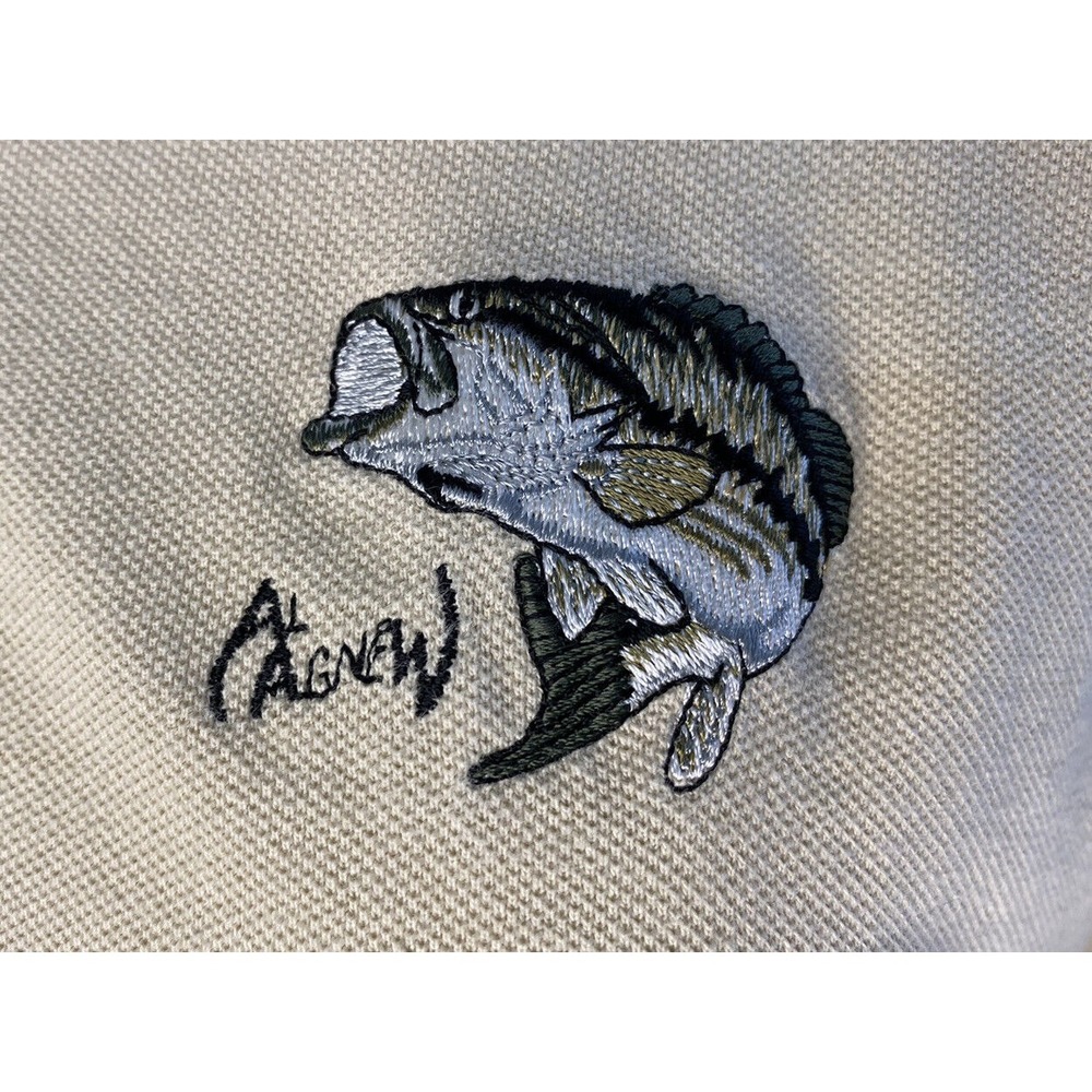 Bass Embroidered Polo Mens XL Al Agnew Cotton Short Sleeve Fishing Casual